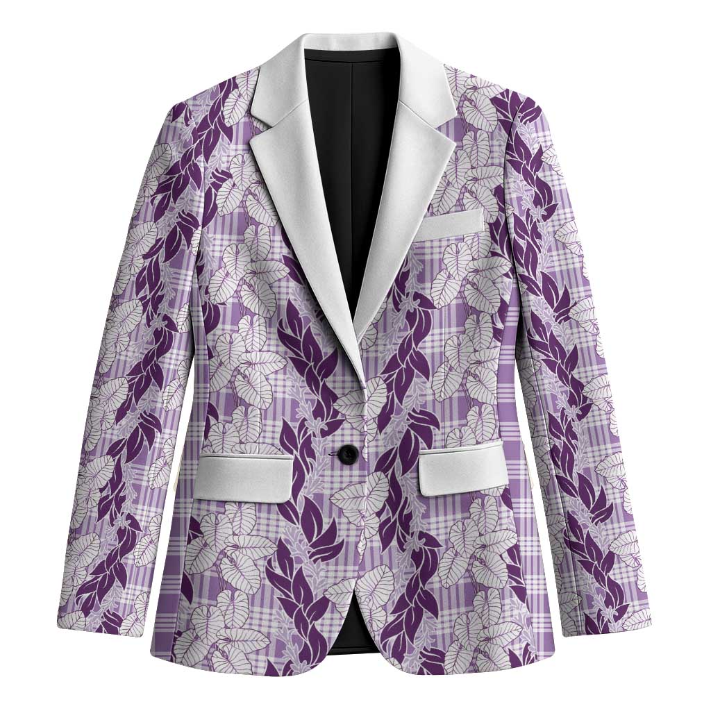 Hawaii Ti Leaf Maile Tuberose Lei Blazer With Hanalei Leaf Purple