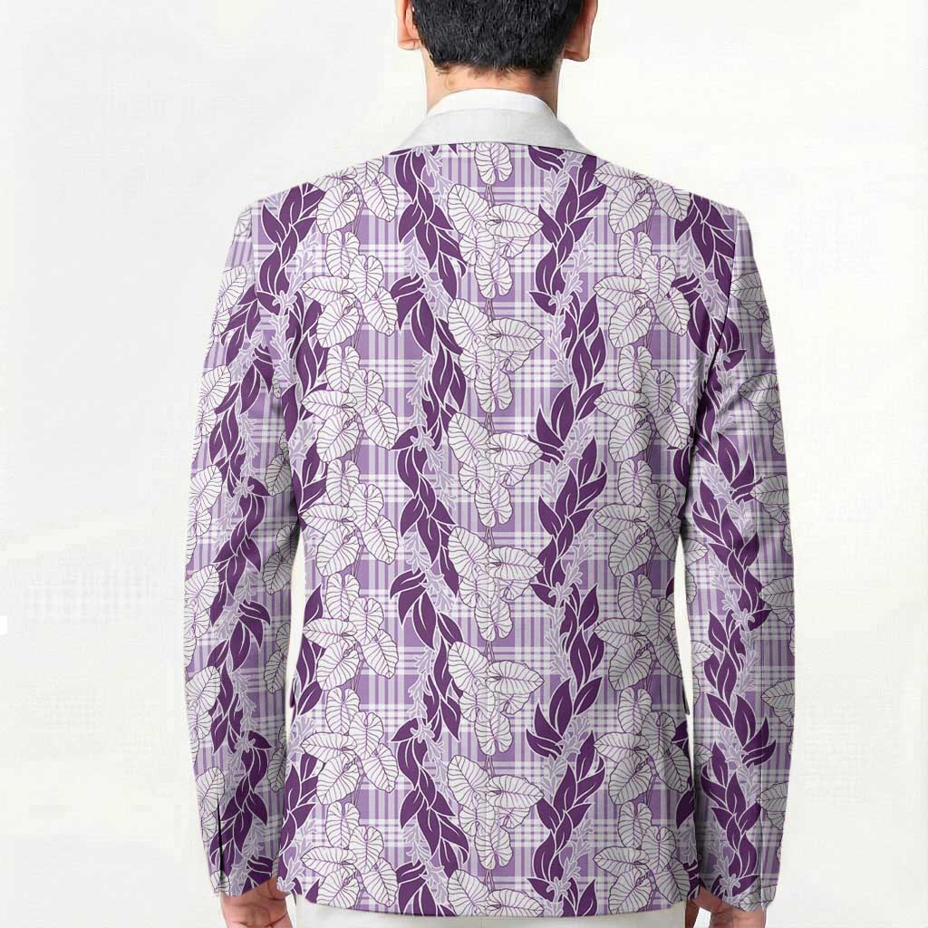Hawaii Ti Leaf Maile Tuberose Lei Blazer With Hanalei Leaf Purple LT05 - Polynesian Pride