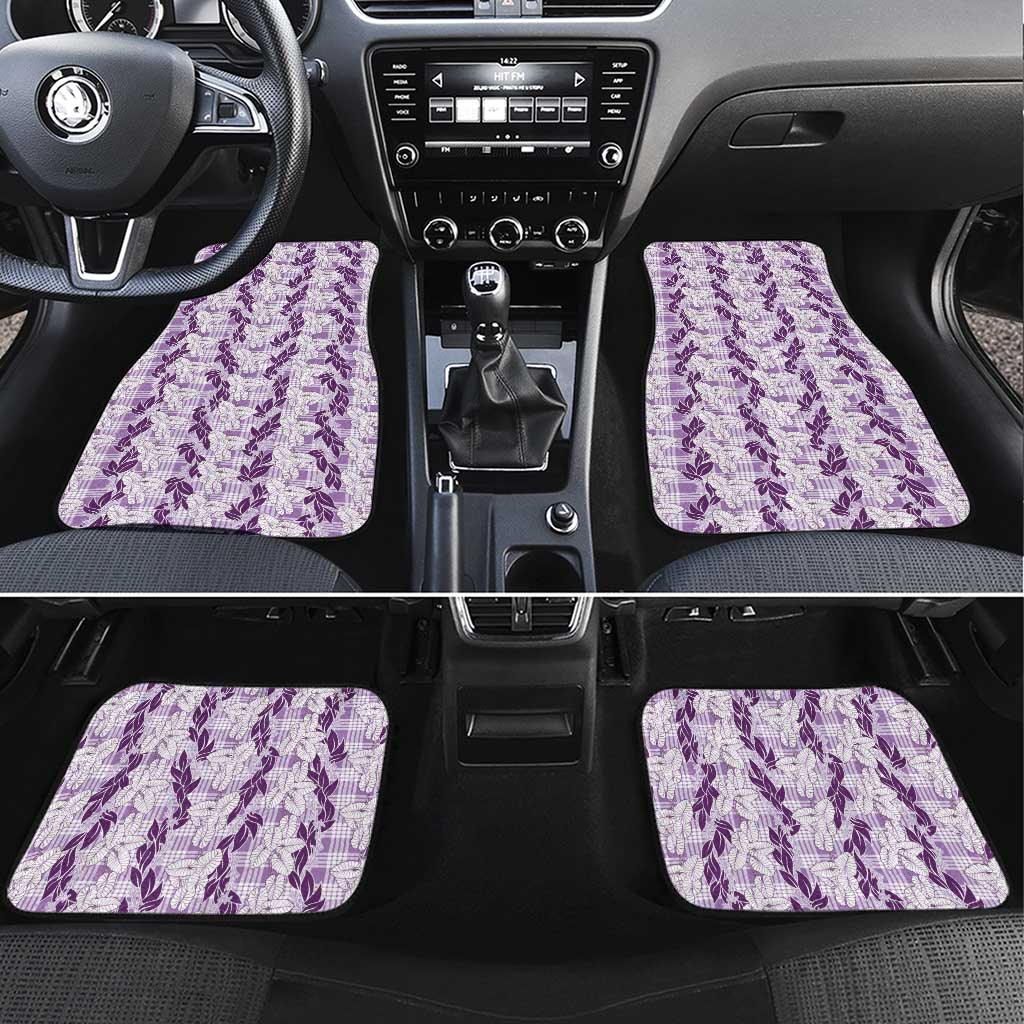 Hawaii Ti Leaf Maile Tuberose Lei Car Mats With Hanalei Leaf Purple LT05 Set 4pcs Purple - Polynesian Pride