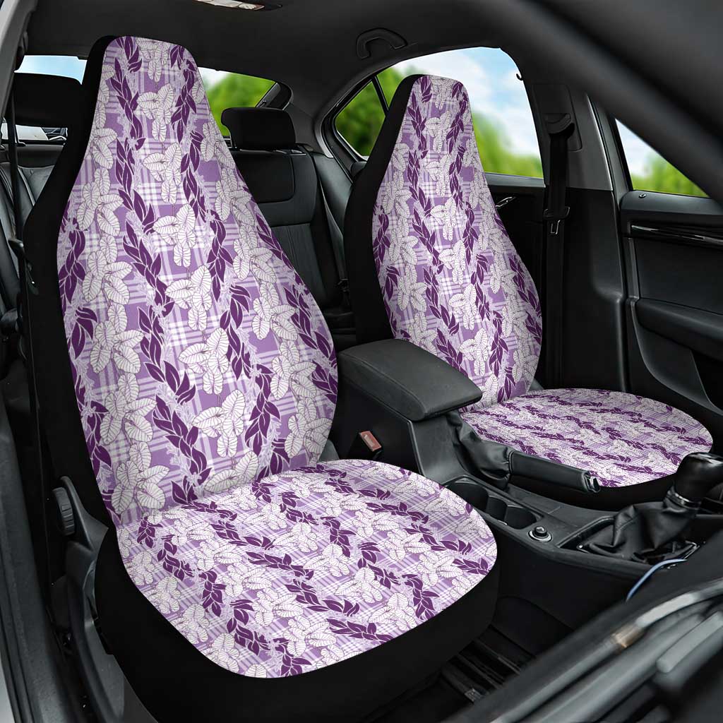 Hawaii Ti Leaf Maile Tuberose Lei Car Seat Cover With Hanalei Leaf Purple LT05 One Size Purple - Polynesian Pride
