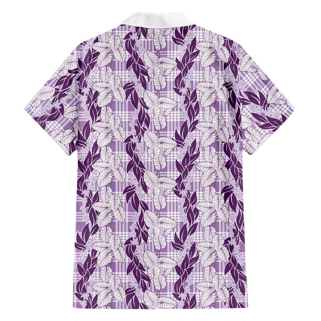 Hawaii Ti Leaf Maile Tuberose Lei Family Matching Short Sleeve Bodycon Dress and Hawaiian Shirt With Hanalei Leaf Purple LT05 - Polynesian Pride