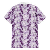 Hawaii Ti Leaf Maile Tuberose Lei Family Matching Short Sleeve Bodycon Dress and Hawaiian Shirt With Hanalei Leaf Purple LT05 - Polynesian Pride