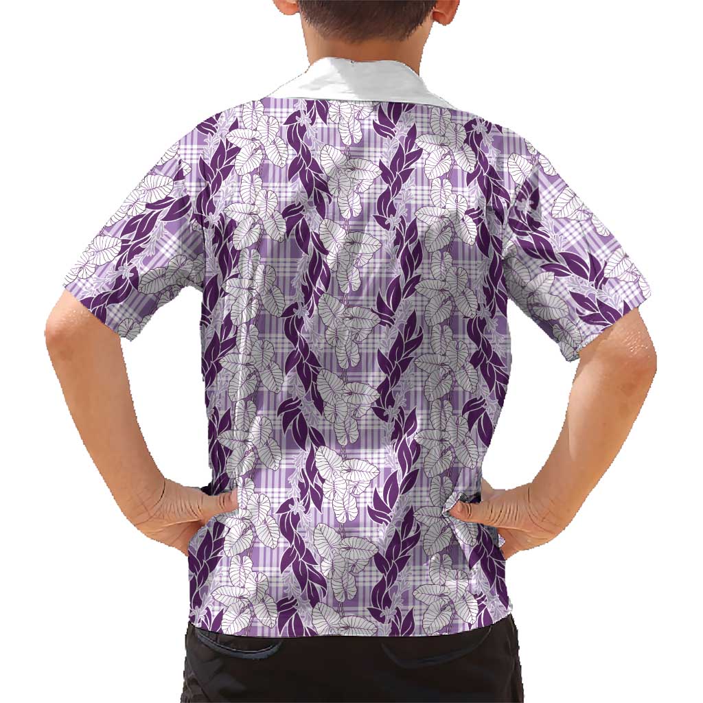 Hawaii Ti Leaf Maile Tuberose Lei Family Matching Tank Maxi Dress and Hawaiian Shirt With Hanalei Leaf Purple LT05 - Polynesian Pride
