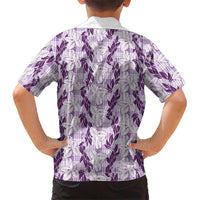 Hawaii Ti Leaf Maile Tuberose Lei Family Matching Tank Maxi Dress and Hawaiian Shirt With Hanalei Leaf Purple LT05 - Polynesian Pride