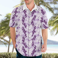 Hawaii Ti Leaf Maile Tuberose Lei Hawaiian Shirt With Hanalei Leaf Purple LT05 - Polynesian Pride