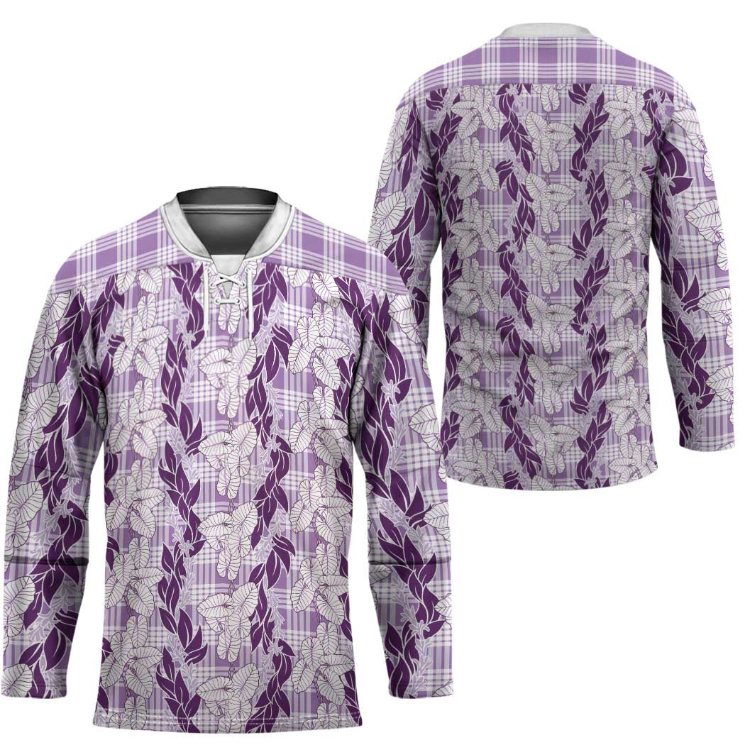 Hawaii Ti Leaf Maile Tuberose Lei Hockey Jersey With Hanalei Leaf Purple LT05 - Polynesian Pride