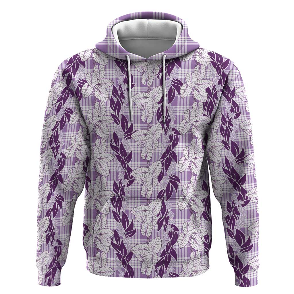 Hawaii Ti Leaf Maile Tuberose Lei Hoodie With Hanalei Leaf Purple