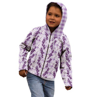 Hawaii Ti Leaf Maile Tuberose Lei Kid Hoodie With Hanalei Leaf Purple LT05 - Polynesian Pride