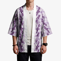 Hawaii Ti Leaf Maile Tuberose Lei Kimono With Hanalei Leaf Purple LT05 - Polynesian Pride
