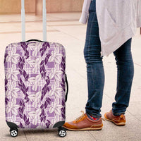 Hawaii Ti Leaf Maile Tuberose Lei Luggage Cover With Hanalei Leaf Purple