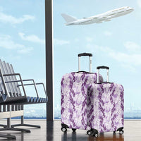 Hawaii Ti Leaf Maile Tuberose Lei Luggage Cover With Hanalei Leaf Purple