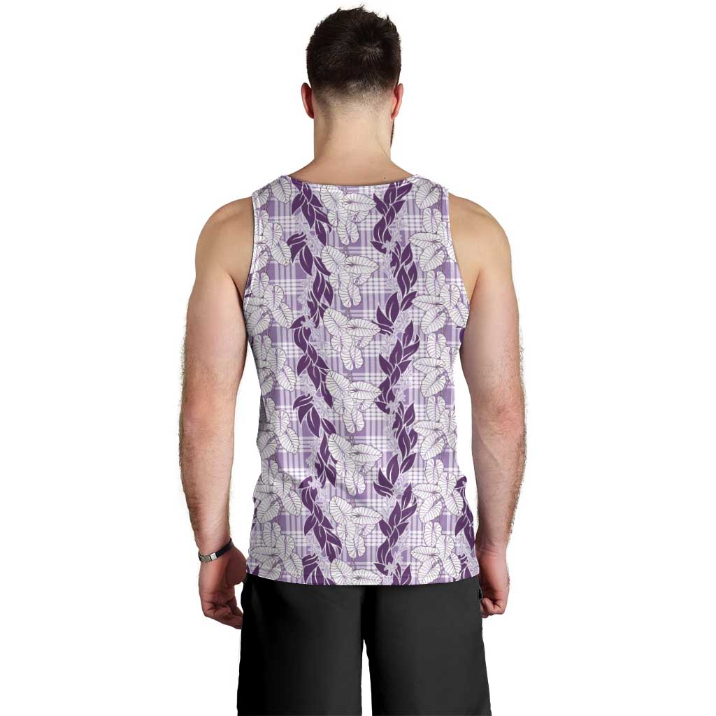 Hawaii Ti Leaf Maile Tuberose Lei Men Tank Top With Hanalei Leaf Purple LT05 - Polynesian Pride