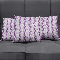 Hawaii Ti Leaf Maile Tuberose Lei Pillow Cover With Hanalei Leaf Purple LT05 - Polynesian Pride