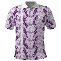 Hawaii Ti Leaf Maile Tuberose Lei Polo Shirt With Hanalei Leaf Purple LT05 Purple - Polynesian Pride
