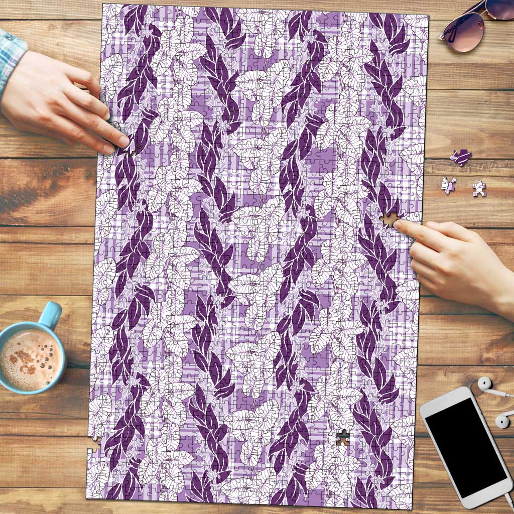 Hawaii Ti Leaf Maile Tuberose Lei Puzzle With Hanalei Leaf Purple LT05 Purple - Polynesian Pride