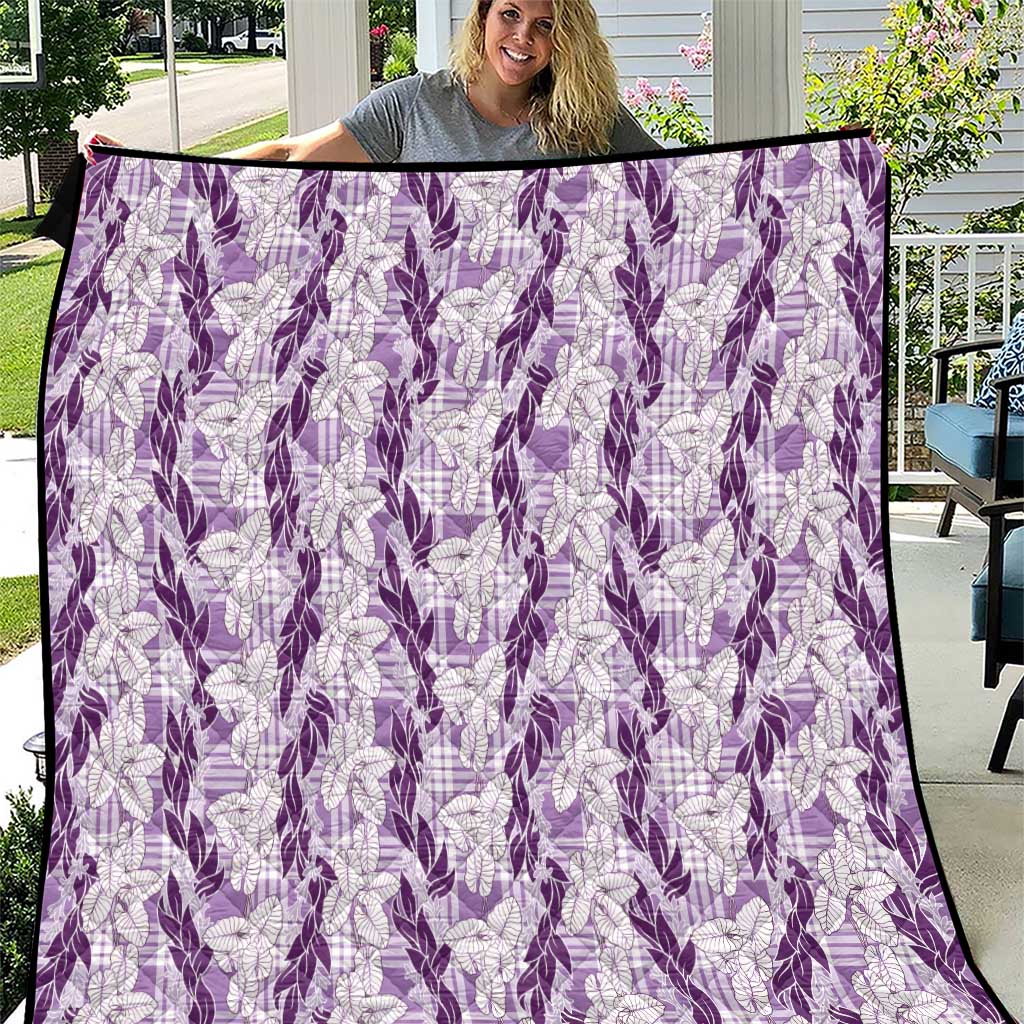Hawaii Ti Leaf Maile Tuberose Lei Quilt With Hanalei Leaf Purple LT05 Purple - Polynesian Pride