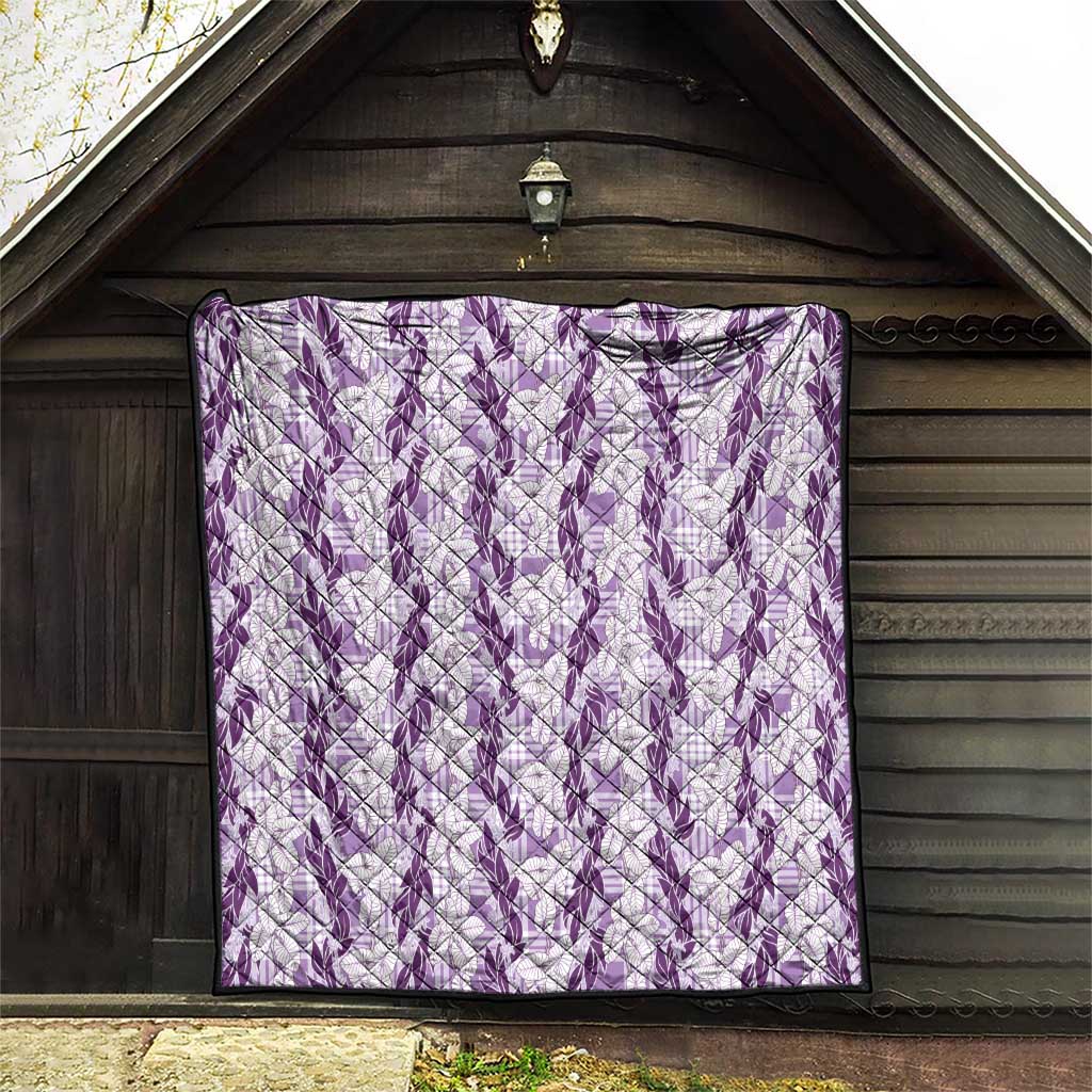 Hawaii Ti Leaf Maile Tuberose Lei Quilt With Hanalei Leaf Purple LT05 - Polynesian Pride