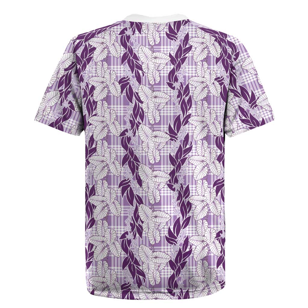 Hawaii Ti Leaf Maile Tuberose Lei Rugby Jersey With Hanalei Leaf Purple LT05 - Polynesian Pride
