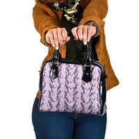 Hawaii Ti Leaf Maile Tuberose Lei Shoulder Handbag With Hanalei Leaf Purple LT05 One Size Purple - Polynesian Pride
