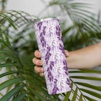 Hawaii Ti Leaf Maile Tuberose Lei Skinny Tumbler With Hanalei Leaf Purple LT05 - Polynesian Pride