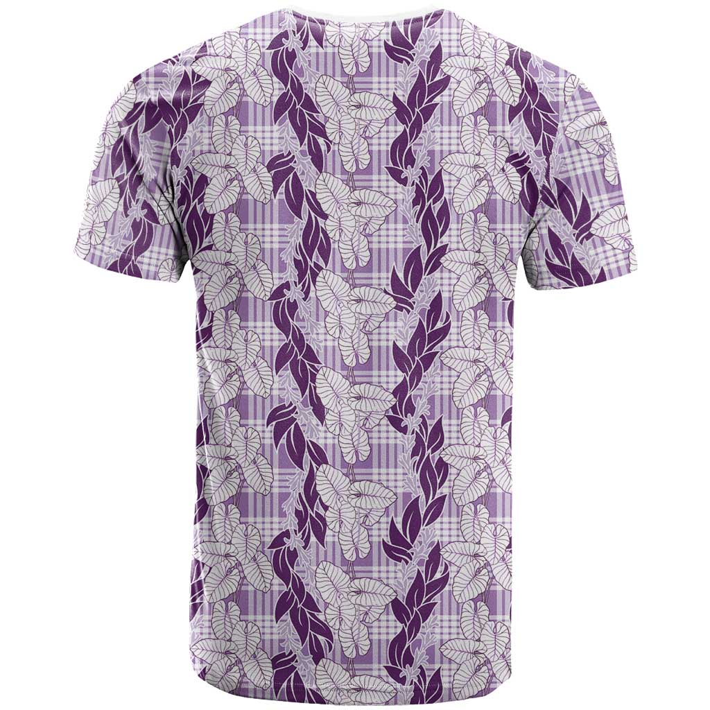 Hawaii Ti Leaf Maile Tuberose Lei T Shirt With Hanalei Leaf Purple LT05 - Polynesian Pride