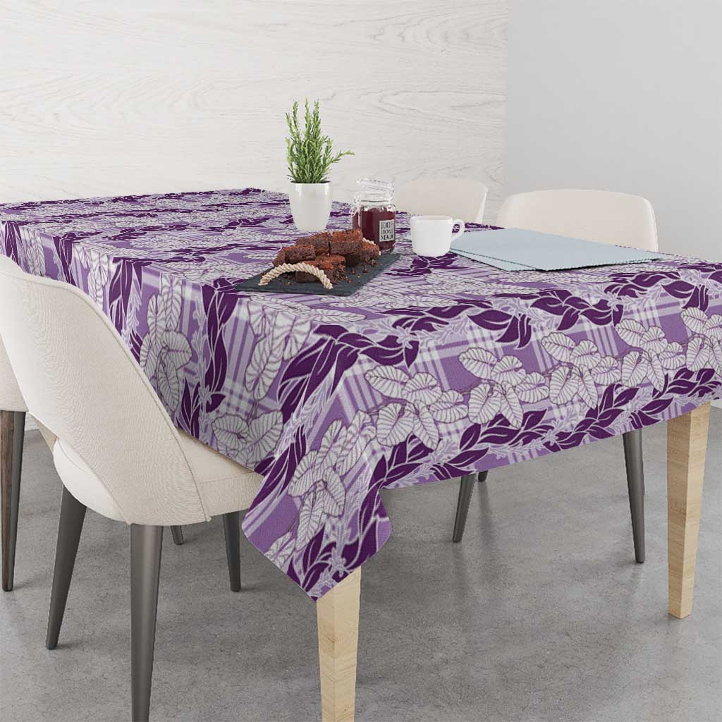Hawaii Ti Leaf Maile Tuberose Lei Tablecloth With Hanalei Leaf Purple LT05 - Polynesian Pride