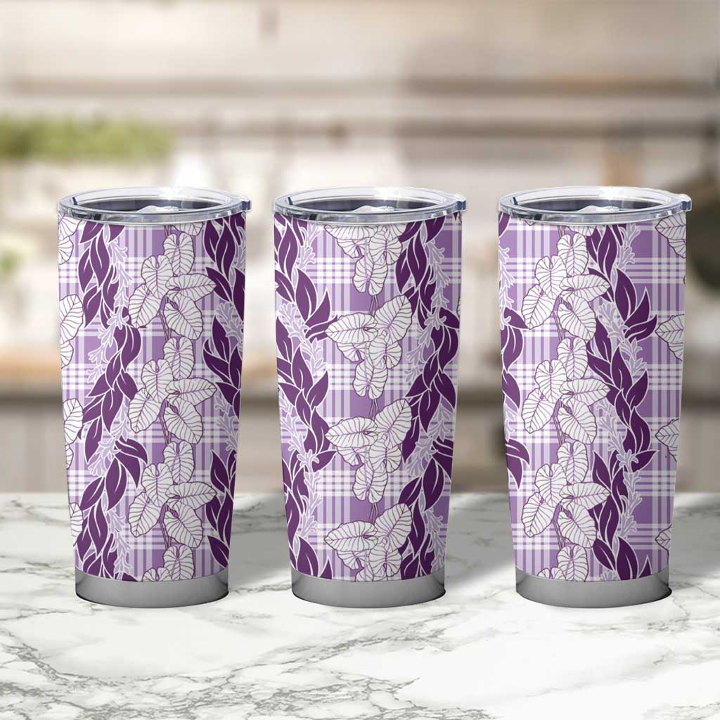 Hawaii Ti Leaf Maile Tuberose Lei Tumbler Cup With Hanalei Leaf Purple LT05 - Polynesian Pride