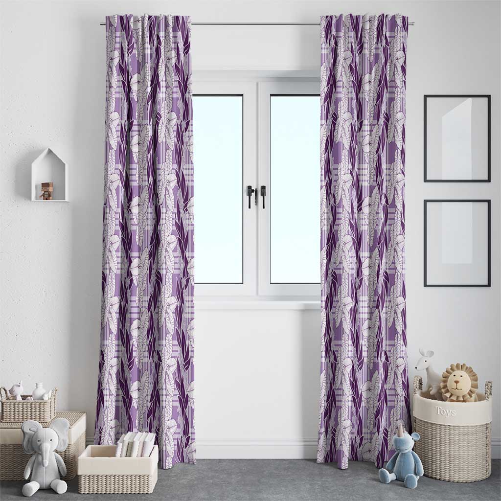 Hawaii Ti Leaf Maile Tuberose Lei Window Curtain With Hanalei Leaf Purple LT05 - Polynesian Pride