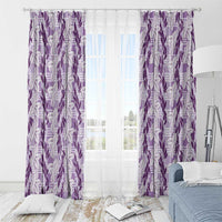 Hawaii Ti Leaf Maile Tuberose Lei Window Curtain With Hanalei Leaf Purple LT05 - Polynesian Pride