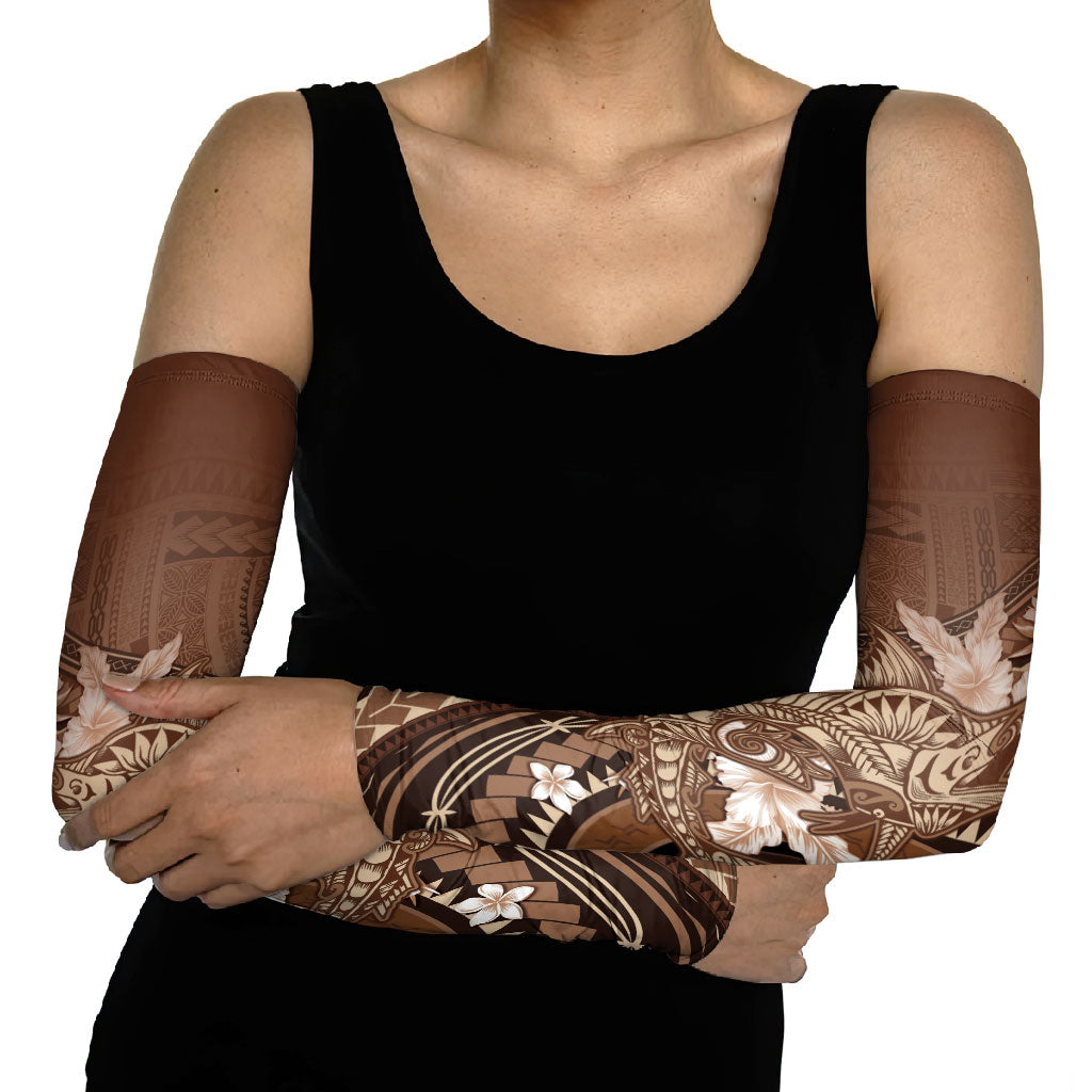 Samoa Tatau Marlin Arm Sleeves With Siapo Motifs Brown
