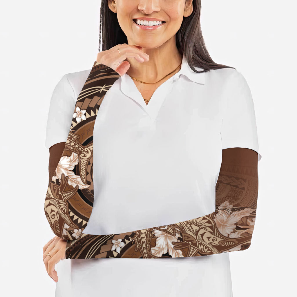 Samoa Tatau Marlin Arm Sleeves With Siapo Motifs Brown