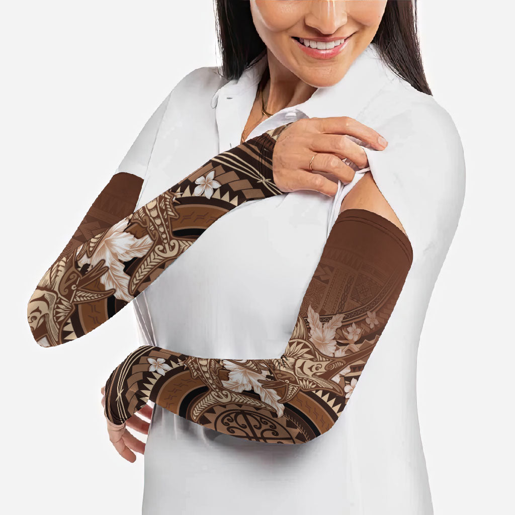 Samoa Tatau Marlin Arm Sleeves With Siapo Motifs Brown