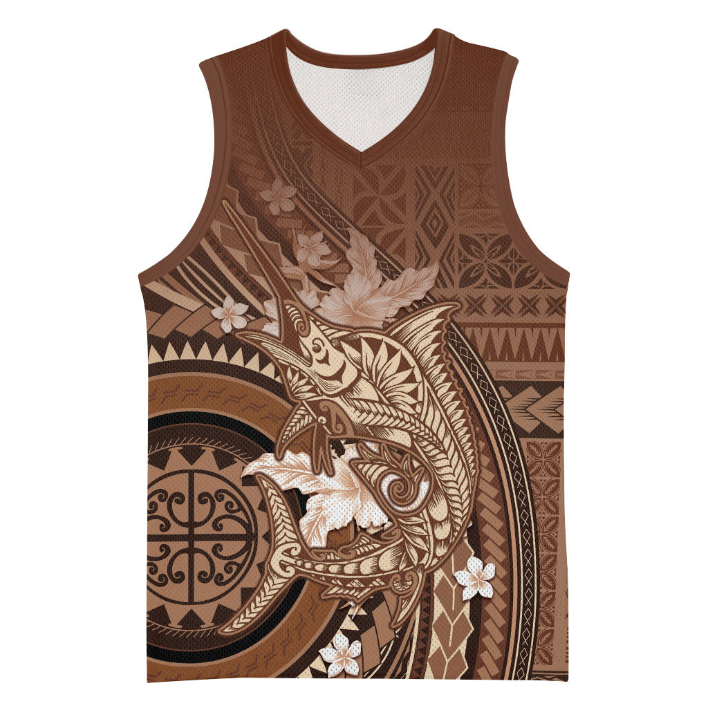 Samoa Tatau Marlin Basketball Jersey With Siapo Motifs Brown