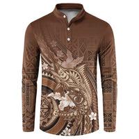 Samoa Tatau Marlin Button Sweatshirt With Siapo Motifs Brown