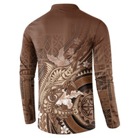 Samoa Tatau Marlin Button Sweatshirt With Siapo Motifs Brown