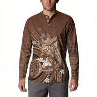 Samoa Tatau Marlin Button Sweatshirt With Siapo Motifs Brown