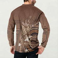 Samoa Tatau Marlin Button Sweatshirt With Siapo Motifs Brown