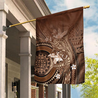 Samoa Tatau Marlin Garden Flag With Siapo Motifs Brown LT05 House Flag Brown - Polynesian Pride