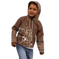 Samoa Tatau Marlin Kid Hoodie With Siapo Motifs Brown LT05 - Polynesian Pride