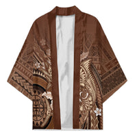 Samoa Tatau Marlin Kimono With Siapo Motifs Brown