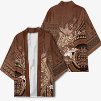 Samoa Tatau Marlin Kimono With Siapo Motifs Brown