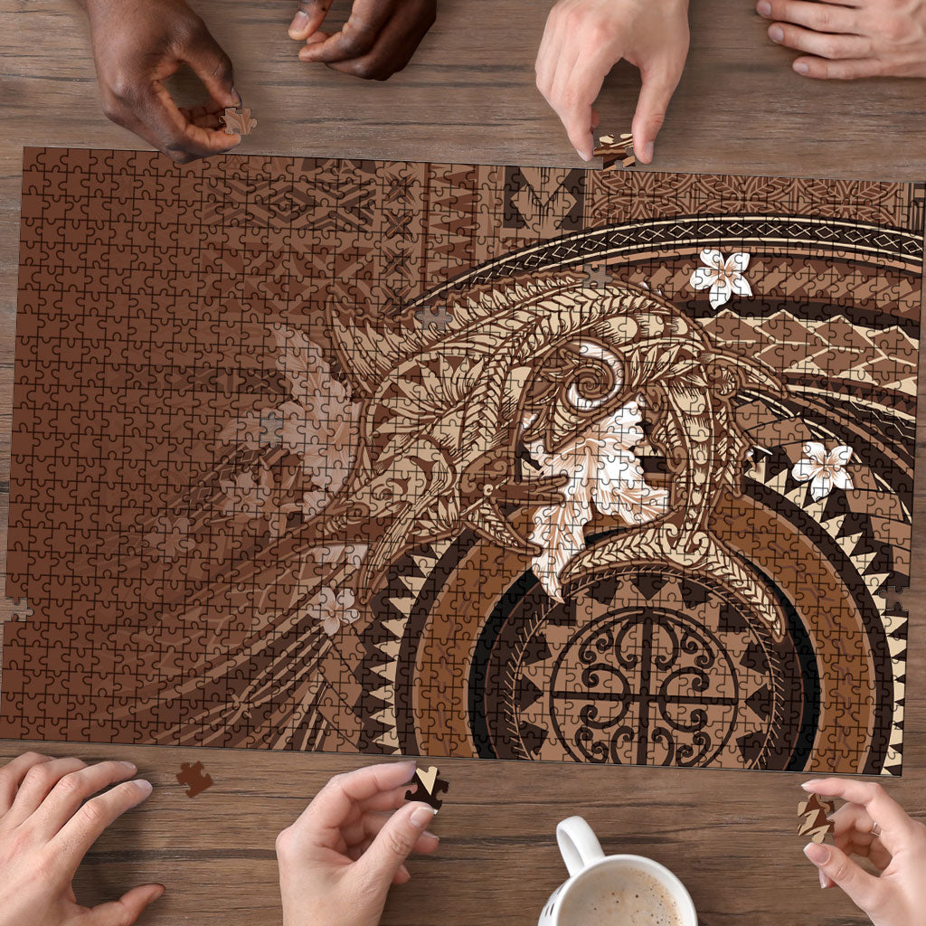 Samoa Tatau Marlin Puzzle With Siapo Motifs Brown LT05 - Polynesian Pride