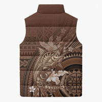 Samoa Tatau Marlin Sleeveless Puffer Jacket With Siapo Motifs Brown