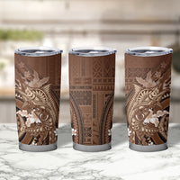 Samoa Tatau Marlin Tumbler Cup With Siapo Motifs Brown LT05 - Polynesian Pride
