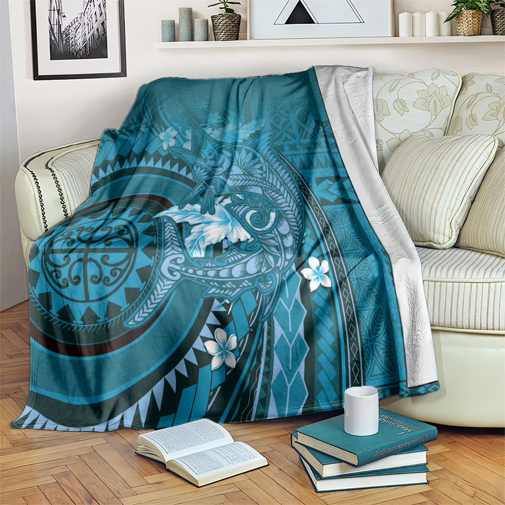 Samoa Tatau Marlin Blanket With Siapo Motifs Teal