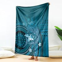 Samoa Tatau Marlin Blanket With Siapo Motifs Teal