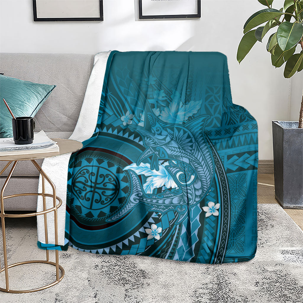 Samoa Tatau Marlin Blanket With Siapo Motifs Teal