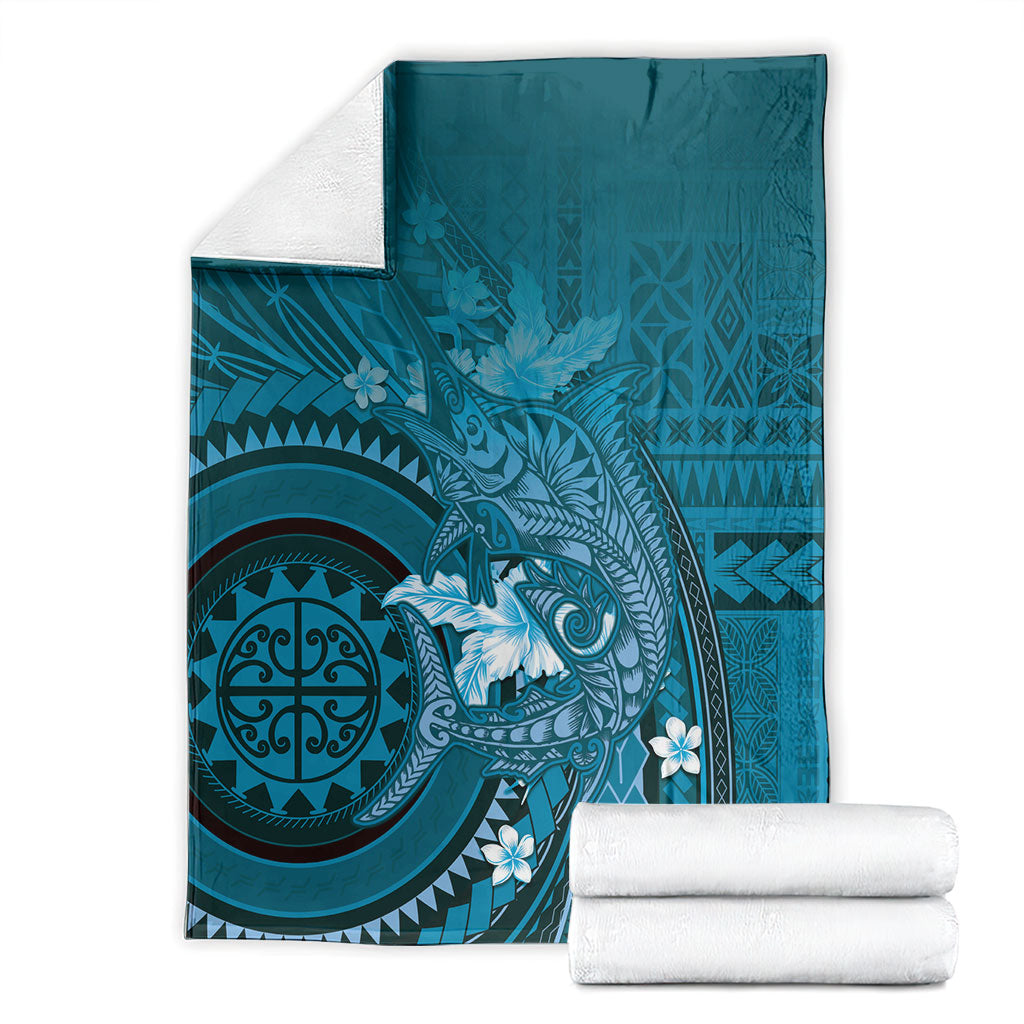 Samoa Tatau Marlin Blanket With Siapo Motifs Teal