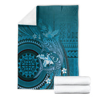 Samoa Tatau Marlin Blanket With Siapo Motifs Teal