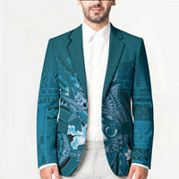 Samoa Tatau Marlin Blazer With Siapo Motifs Teal